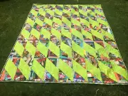 Handmade Green Diamond patchwork Half Square Triangle twin quilt 68" X 84"