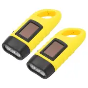 Hand Crank Solar Powered Flashlight, 2 Pcs Rechargeable LED Flashlight, Yellow