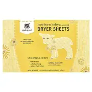 Newborn Baby Dryer Sheets, 0-4 Months, 40 Compostable Sheets