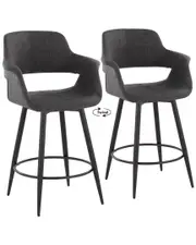 LumiSource Set of 2 Vintage Flair 26in Fixed-Height Counter Stools