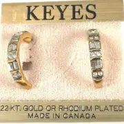 KEYES Earrings Vintage Canadian Keyes 22KT Gold Plated Hoops