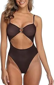SHERRYLO Sheer One Piece Swimsuit for Women See Thru Bodysuit Monokini Sexy Mesh Thong Teddy Swimsuits One-Piece Micro Bikini