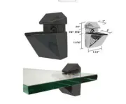 Black Adjustable Glass or Wood Shelf Brackets - Pair