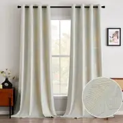 Luxury Velvet Curtains 84 52"W x 84"L (Pack of 2) Greyish White/Gold Leaf