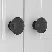 HOMOTEK 25 Pack Cabinet Knobs Drawer Pulls Zinc Stepped Round Dresser Handles,Kitchen,Cupboard, Bathroom, Wardrobe, Cabinet Hardware,Black