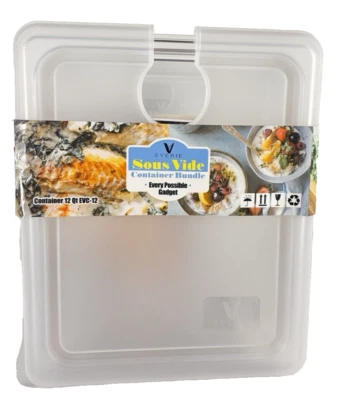 SOUS VIDE CONTAINER with Collapsible Hinged Lid Side Mount 12 Quart By EVERIE