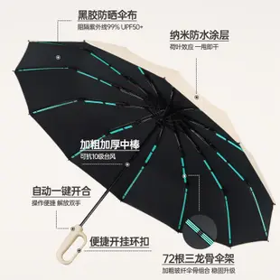 72根全自動環扣雨傘便攜加大加厚加固男士掛鉤摺疊晴雨兩用女專用 GIJH