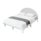 Bed Frame Double Size Wooden Mattress Base Timber Platform Round Bedhead White