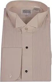 [New Era] Mens 1/8" Wing Tip Collar Ivory/Cream Tuxedo Shirt