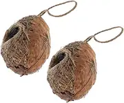 TOBBOMEY 2Pcs Woven Birdhouse Pendant for Garden Comfortable Bird Hut Durable Hanging Nest for Tree Sturdy Grass Design Outdoor Decoration for Home and Weddings