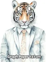 Watercolor Tiger Graph Paper 1x1 cm: 1cm Squared Grid Paper | Gift For People Who Love Cats, Wildlife Animal Lovers | For Back To School, Office, Work | 8.5 x 11 Inches | 111 Pages | v4