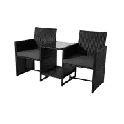Outdoor Manly Twin Chair 2-Seater Set– Black