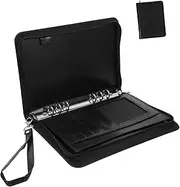 LALAFINA Zipper Portfolio Binder Document Organizer 6 Pockets A5 Business Folder