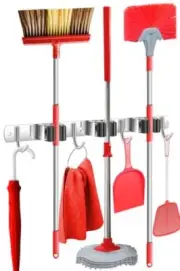Mop and Broom Holder Wall Mount, Keep your Closet and Garage Tidy with Compact