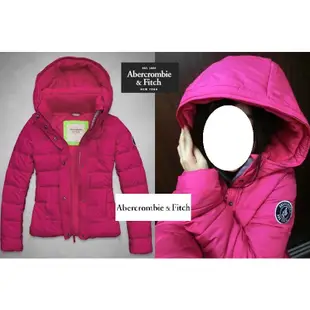 A&F真品Abercrombie&Fitch Dawn Jacket 超暖內裡刷毛羽絨連帽外套-桃紅色