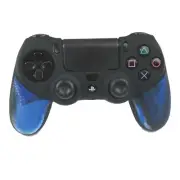 Silicone Grip Black Blue Swirl Cover Shell Non Slip For PS4 Controller