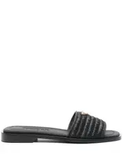 [Prada] triangle-enamel slides 39 Black