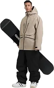 [GSOU SNOW] Mens Ski Jacket and Pants Set Ski Suit Snowboard Bibs Snowsuit Snow Coats Waterproof Hooded