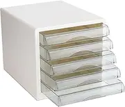 HSTBLEOO Flat File Cabinet with 4 Drawers, Portable Desktop Cabinet Organizer for Home Office Decor, A4 Document Storage Box for Filing &(Color:A)