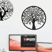 Tree Of Life Wall Art Decor Metal Hanging Plaque 30cm For Bathroom Kitchen Black