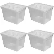 Gracious Living 10 gal Stackable Storage Container Bin w/Lid, Clear (4 Pack)