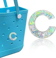 [HLUWA] Letter Charms for Bogg Bag, Alphabet Green Love Sequin Lettering Accessories Charms for Bogg and Simply Southern Bag, Insert Decorative Letters Charm for Handbag Beach Tote Bag.