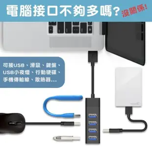 Type C HUB 轉接線集線器/分線器 USB 3.0(一分四擴充)