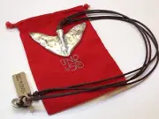 NWT Uno de 50 Silvertone Pendant/Leather Necklace 32"+1.5" "Diana" $165