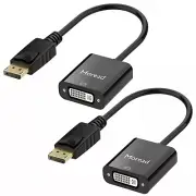 DisplayPort (DP) to DVI Adapter, 2 Pack, Gold-Plated Display Port to DVI-D Ad...