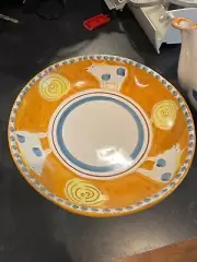 nuovo vietri bec. a mano made in italy orange and blue dish and tea pot
