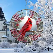 Cardinal Wind Spinner,3D Bird Spinners with Holly for Yard and Garden 3D Steel W