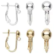 2 Round Half Ball Stud Omega Back Post Earring Findings With Loop for Charms
