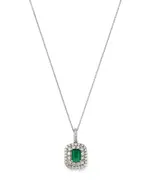 Bloomingdale's Fine Collection Emerald & Diamond Pendant Necklace in 14K White Gold, 18