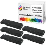 5 Pack Black Compatible Toner Cartridge for Fuji Xerox CT202033 (11,000 Pages) for Fuji Xerox DocuPrint CM405df CP405d CM405 CP405