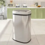 Advwin 50L Motion Sensor Bin Smart Kitchen Waste Trash Can Touch Free Garbage Cabniet Silver