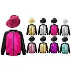 AU Kids Girls Boys Shiny Jacket Hip Hop Jazz Disco Dance Coat Tops with Hat Set