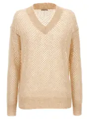 [Brunello Cucinelli] Brunello Cucinelli-Rustic Dazzling Net Maglioni Beige-Donna S