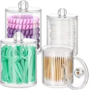 ME.FAN Qtip Holder Dispenser - 4 Pack 10oz, 12oz Clear Plastic,White