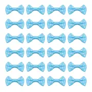 100 Pcs 1.5" Grosgrain Ribbon Mini Bow Printing for Crafts DIY, Blue