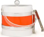 Made in USA Orange 3-Quart Insulated Ice Bucket with Tongs & Clear Lid