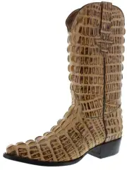 Mens Western Wear Boots Rustic Sand Full Crocodile Tail Pattern J Toe Size 8