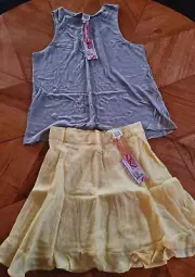 Seed Heritage - Teen Girls Grey Loose Tank & Floral Flip Skirt - Size 12 RRP $64