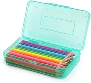 Tamaki 1 Pack Plastic Pencil Box Large Capacity Pencil Boxes Clear Boxes with Snap-tight Lid Stackable Design and Stylish Office Supplies Storage Organizer Box, Light Green