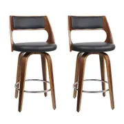 Wooden Bar Stools - Black - Set of 2