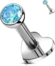 [OUFER Body Piercing] 16G Titanium Internally Threaded Labret Stud Bar Jewelry for Lip Helix Tragus Conch Piercing 5/6/8/10/12mm Cartilage Earring Body Piercing Jewelry