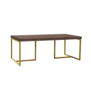 Design Square Rectangular Coffee Table Metal Frame - Grey & Gold
