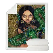 Priestess of Quetzalcoatl Aztec Mayan Maiden Throw Blanket