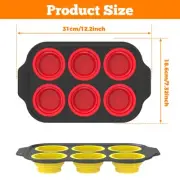2Pcs Silicone Tray Mould with Metal Frame Nonstick Foldable Cupcake Pan guHAp