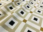KRAVET / JONATHAN ADLER SAFARI "VIONNET" GEOMETRIC DIAMOND LINEN PRINT FABRIC