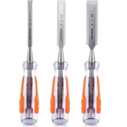 3-Piece High-Impact Wood Chisel Set with -Piece Forged Blade Chisel Design fo...